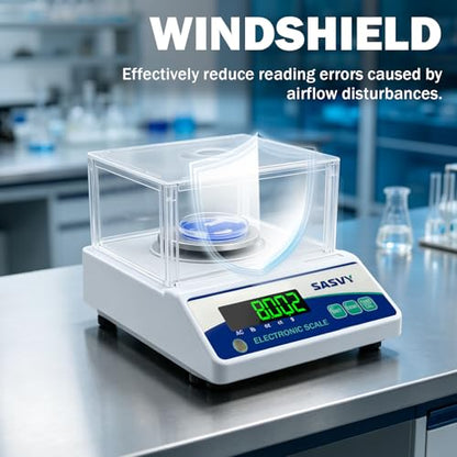 Lab Scale 500g x 0.001g Scientific Scale g/oz/ct/lb High Precision Digital Electronic Analytical Balance for Jewelry Kitchen Laboratory School, Includes 200g Calibration Weight&Battery - size: 500g 0.001g