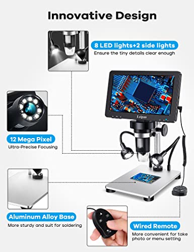 Leipan 7" LCD Digital Microscope 1200X,12MP Coin Microscope with Screen