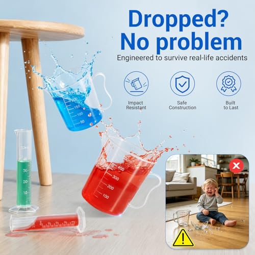 moveland 28PCS Plastic Test Tubes and Beaker Set for Classroom and Lab Use