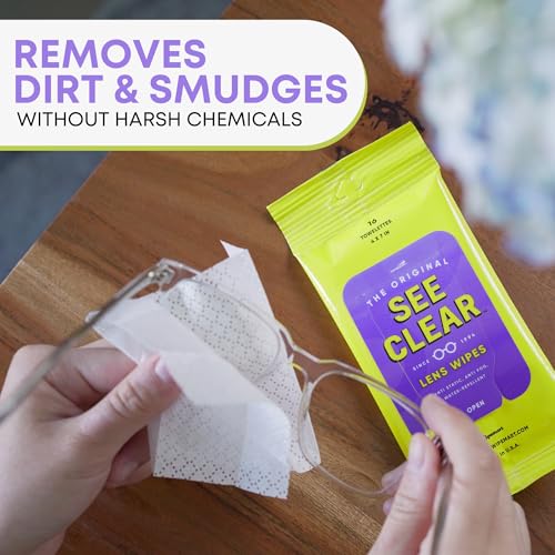 See Clear Original Lens Cleaning Wipes - Pre-Moistened Eyeglass & Screen Cleaning Cloth Towelettes - Streak Free, Scratch Free Lens & Electronic Screen Cleaner - 24 Resealable Packs of 16 (384 Wipes) - size: 16 Count (Pack of 24)