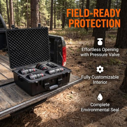 MEIJIA All Weather Waterproof Hard Camera Case,Hard Case with Customizable Fit Foam,Fit Use of Drones,Camera,Equipments,Pistols,Elegant Black (Black, 24.25"X19.43"X8.68") - size: 24.25" x 19.43" x 8.68"
