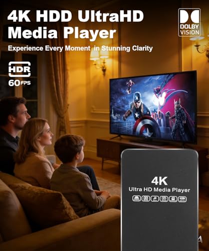 ACEMAX 4K@60Hz Offline Media Player with 2.5-Inch SATA HDD/SSD Enclosure, H.265 10bit/HEVC Digital Signage Player with Auto Play, Loop and Resume, USB, MicroSD, HDMI and AV Output