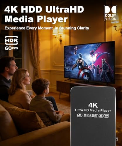 ACEMAX 4K@60Hz Offline Media Player with 2.5-Inch SATA HDD/SSD Enclosure, H.265 10bit/HEVC Digital Signage Player with Auto Play, Loop and Resume, USB, MicroSD, HDMI and AV Output