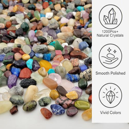 1200Pcs+ (5lb) Gemstones and Crystals Set,50Kinds+ Bulk Rocks and Minerals