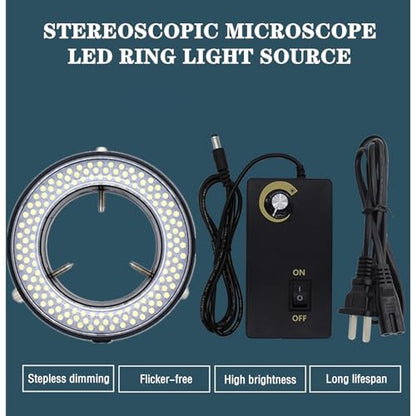 TreochtFUN Microscope 144 Led Ring Light Adjustable Illuminator - color: Black