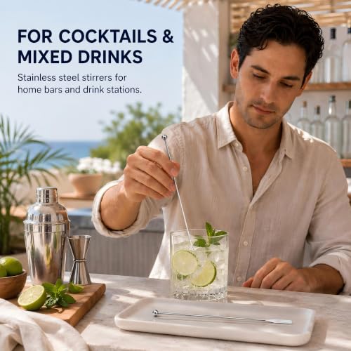 2-Piece Coffee Stirrers, 7.5-Inch Stainless Steel Reusable Drink Stirrers