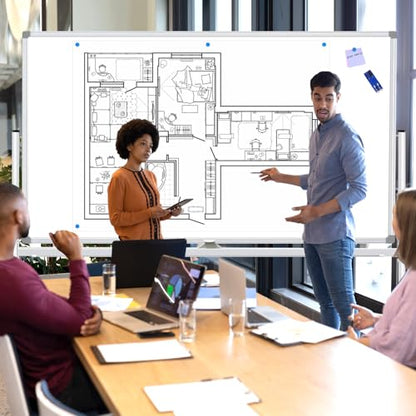 BSTPCOO Large Double-Sided Rolling Whiteboard on Wheels 72x48 Inch - color: Silver, size: 72"W x 48"H