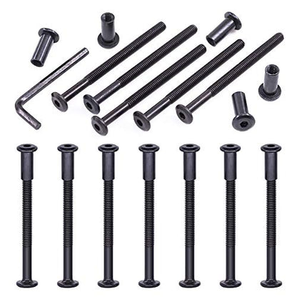 Swpeet 25Pcs M6x80mm Carbon Steel Black Hex Drive Socket Cap Bolts Barrel Nuts Assortment Kit with 1Pcs Allen Wrench, Screw Post Fit for Furniture Countsunk Belt Buckle Leather Binding Bolts - size: M6x80mm