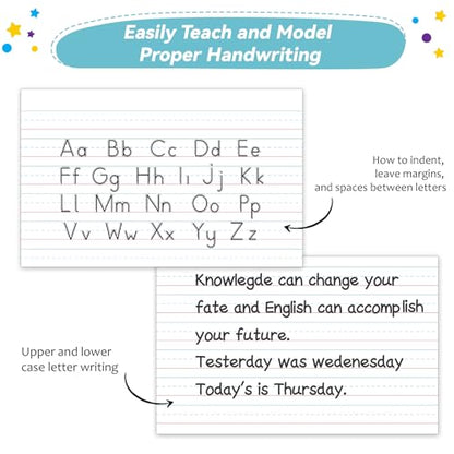 Jumbo Magnetic Handwriting Paper 21.5x17in Dry Erase Handwriting Lined Paper for Classroom Whiteboard Accessories Writing Chart Page Giant Magnet Notebook Poster Homeschool Supplies Teacher Must Have - style: Writing Line
