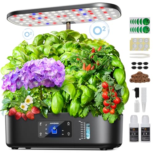 Ahopegarden Hydroponics Growing System Kit: 12 Pods with LCD Control Panel
