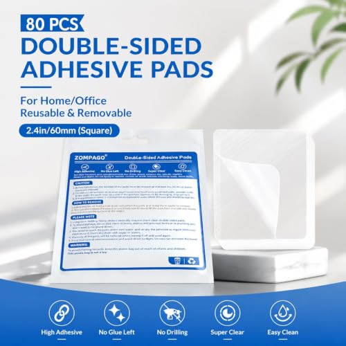 ZOMPAGO Heavy Duty Double Sided Mounting Square Tape Picture Hanging 80PCS - size: 80PCS（Square）