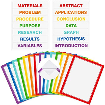 Lewtemi 14 Sheets Science Fair Subtitles Self Adhesive Paper,Rainbow Color - color: Rainbow Color