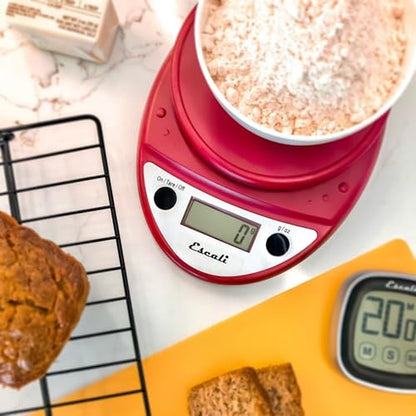 Escali Primo Digital Food Scale Multi-Functional Kitchen Scale and Baking Scale for Precise Weight Measuring and Portion Control, 8.5 x 6 x 1.5 inches, Warm Red - color: Warm Red