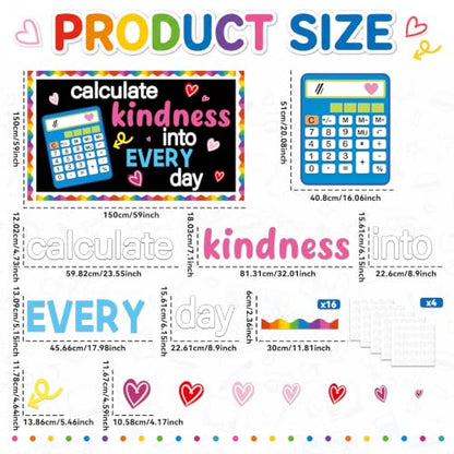 Math Kindness Bulletin Board Set Mathematics Classroom Decorations Inspirational Calculate Kindness Into Every Day Paper Cutouts Back to School Bulletin Board Border for School Office Wall Door Decor - style: Math Kindness