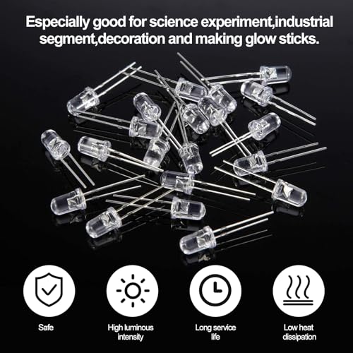 EBOOT 100 Pcs Clear LED Light Emitting Diodes Bulb LED Lamp, 5 mm (White) - color: White