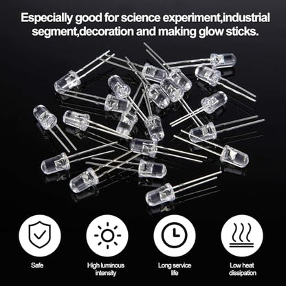 EBOOT 100 Pcs Clear LED Light Emitting Diodes Bulb LED Lamp, 5 mm (White) - color: White