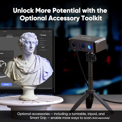 3DMakerpro 3D Scanner Seal Lite, Small-Format 3D Scanners for Printing, Blue Led Light Source, Up to 0.02mm Accuracy, Mono Texture Scanning