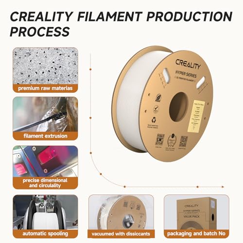 Official CREALITY Hyper PLA Filament 1.75mm White 2KG, 30-600mm/s High Speed PLA Rapid 3D Printer Filament, 2 Pack 1kg Spool(2.2lbs), Dimensional Accuracy +/-0.02mm, Fit Most FDM 3D Printer - color: White & White