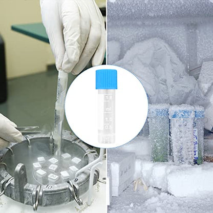 100Pcs 2ml Cryo Tubes Plastic Cryogenic Vials with Screw Caps, PP Material