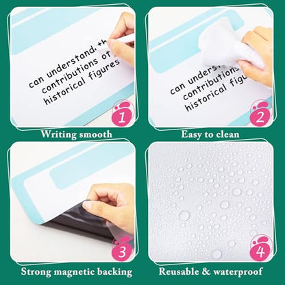 EggSun 7 Pack Magnetic Write & Wipe Paper Organization Chart,Pen Dry Erase Objectives Labels Learning Magnets for Classroom Organization Whiteboard Teacher Student Teaching Supplies,Boho - style: Boho