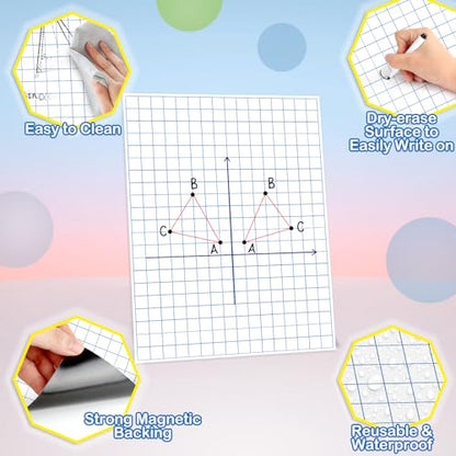 Aizweb Giant Magnetic Graph Paper,Dry Erase Grid Graphing for Classroom Whiteboard Accessories,Chart Paper Teacher Must Have Homeschool Teaching Supplies,Teacher Essential,21.5" x 16.5" - style: Graph