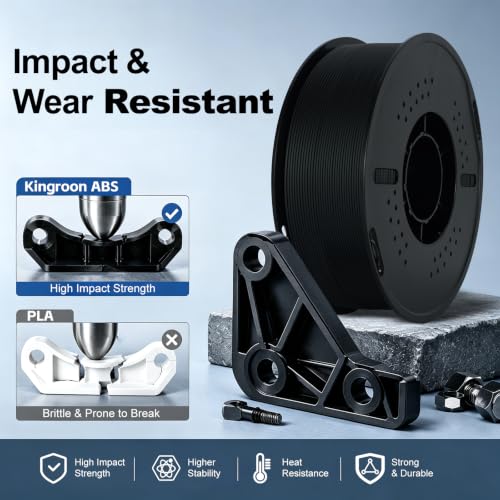 Kingroon ABS 3D Printer Filament 1.75mm - High Strength, Heat Resistant Filament for Functional Prototypes, Mechanical Parts,1kg Spool, Black - color: 1kg Black, size: ABS