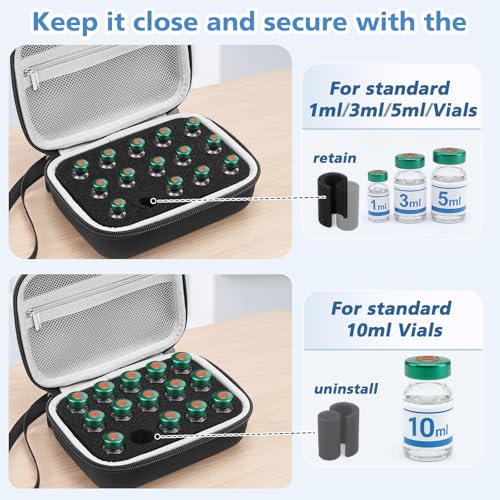 Teenyyou 15 Slots Peptide Case for Fridge Fits Standard 10ml/3ml Vials - color: Black, size: 15 Slots Fit 10ml/3ml, style: Solid