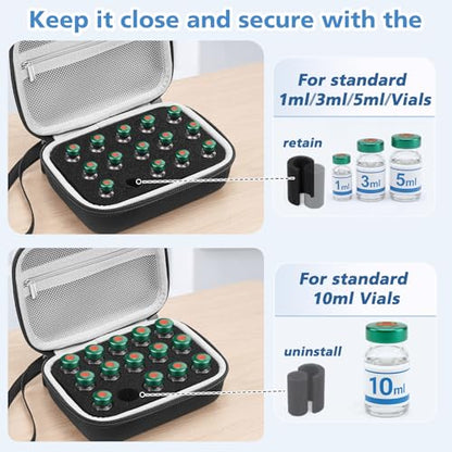 Teenyyou 15 Slots Peptide Case for Fridge Fits Standard 10ml/3ml Vials - color: Black, size: 15 Slots Fit 10ml/3ml, style: Solid