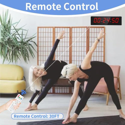 Large Stopwatch with Start/Stop Button, LED Digital Timer with Remote, Countdown Clock with Buzzer, Gym Clock for Home Gym, Interval Timer for Workout, Rechargeable (with Stand) - style: Rechargeable(with stand)