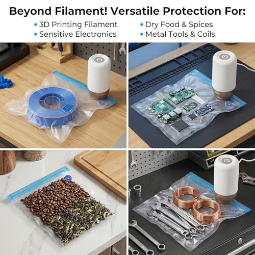 Filament Storage Bags with Auto Pump - Upgraded 20 Extra Large Filament Bags (13.39 * 11.81 inch) Plus 4 Clips - Extra Large Filament Vacuum Bags (Set A)