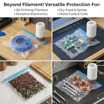 Filament Storage Bags with Auto Pump - Upgraded 20 Extra Large Filament Bags (13.39 * 11.81 inch) Plus 4 Clips - Extra Large Filament Vacuum Bags (Set A)
