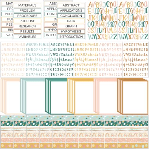 Dispowreath 96 Pcs Science Fair Board Supplies,Green Boho Style - style: Green Boho Style