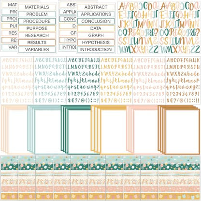 Dispowreath 96 Pcs Science Fair Board Supplies,Green Boho Style - style: Green Boho Style