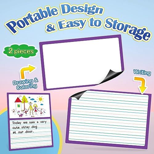 Aizweb Giant Magnetic Draw & Write Paper,Dry Erase Handwriting Lined for Classroom Whiteboard Accessories, Writing Chart Paper Teacher Must Have Homeschool Teaching Supplies,Teacher Essential - style: Draw & Write