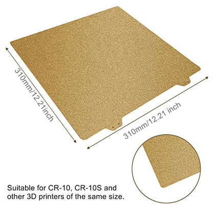 Double Sided Textured PEI Sheet, 3D Printer Parts Printing Plate Frosted PEI Surface 310 x 310 mm for CR-10 CR-10S Anet A8+, E12,3D Printers(Without Magnetic Bottom Sheet) - size: Double Sided 310 x 310 mm