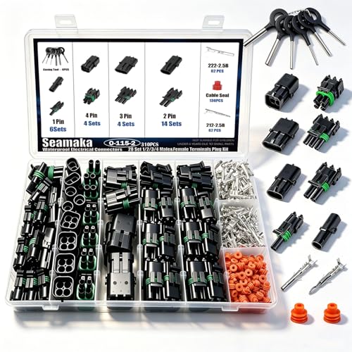 310Pcs 28 Kits Waterproof Automotive Electrical Connectors 1/2/3/4 Male&Female Automotive Replacement Electrical Accessories 22-14AWG - size: 316PCS
