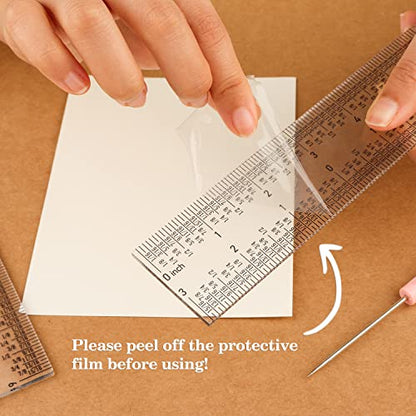 3 PCS 6 Inch /12Inch Clear Acrylic Ruler Zero-Centering Ruler with Inches & Metric Measuring Tool 12" and 6" Inch Straight Edge Rulers for Scrapbooking Card-Making Student School Office Home Tool - color: 3PCS (H)