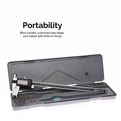 NEIKO 01409A 12” Electronic Digital Caliper | Extra Large Display | 0-12 Inches | Inch/Fractions/Millimeter Conversion | Polished Stainless Steel - size: 12 Inch, style: Stainless Steel