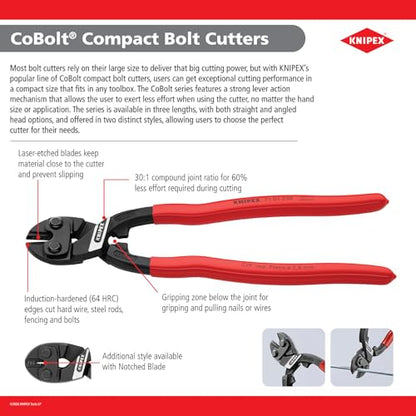 KNIPEX Tools 71 22 200 SBA Angled CoBolt Cutters, 8-Inch