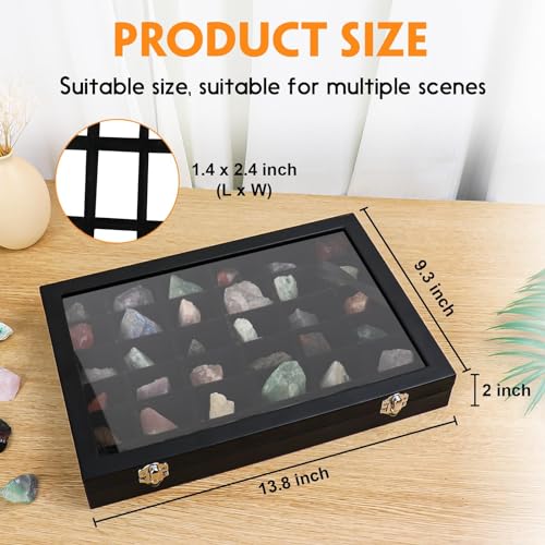 Rock Collection Display Case, 36 Grid Storage Organizer for Collectibles - size: 2 layers