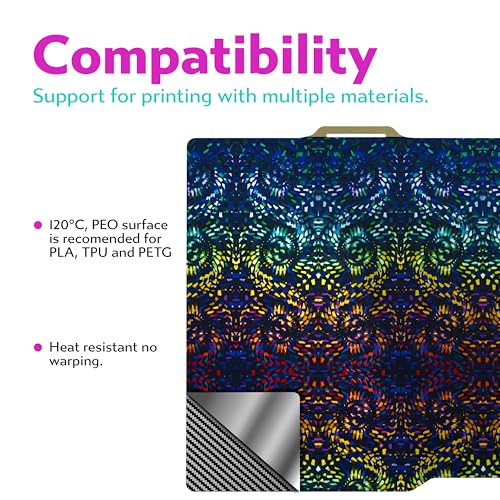Cookiecad Cookie Sheet - Holographic 3D Printer Build Plate - Double Sided Reflective 3D Printer Bed, Flexible Spring Steel 3D Printer Platform (Chromatic Spirals, 235x235) - size: 235x235, style: Chromatic Spirals