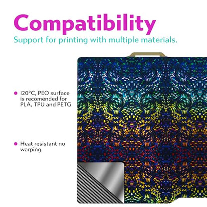 Cookiecad Cookie Sheet - Holographic 3D Printer Build Plate - Double Sided Reflective 3D Printer Bed, Flexible Spring Steel 3D Printer Platform (Chromatic Spirals, 235x235) - size: 235x235, style: Chromatic Spirals