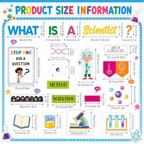 Pasimy 92 Pcs Science Bulletin Board Decor Scientist Classroom Posters