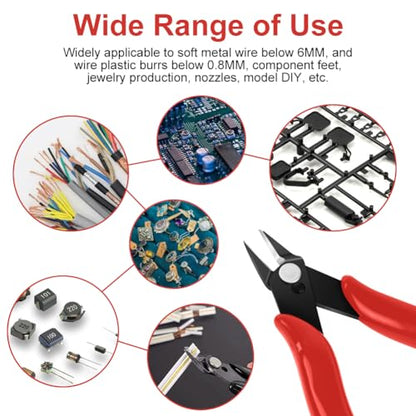 Ainiv Wire Cutters, 1PCS Spring-loaded Side Cutters Flush Diagonal Cutters - color: Red Wire Cutter-1pcs, size: 1pcs