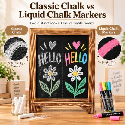 LotFancy 15"x12" Magnetic Chalk Board Sign, Small Tabletop Chalkboard Brown - color: Rustic Brown, size: 12"W x 15"H