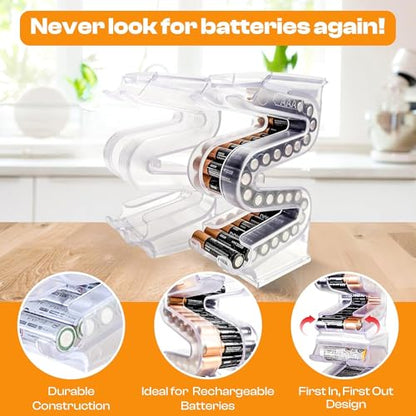 Battery Ladder Case - Battery Organizer & Dispenser (AAA, 2-Pack) - color: 2 - Pack, size: AAA