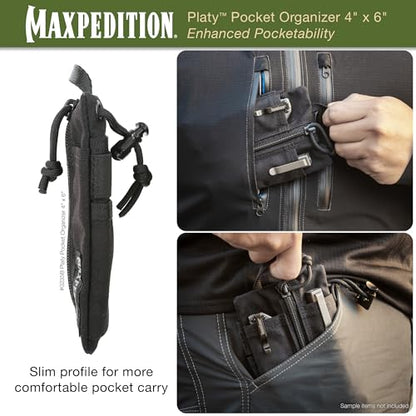 Maxpedition Platy Pocket Organizer, EDC Tool Pouch, Neck Wallet - color: Black, size: 4" x 6"