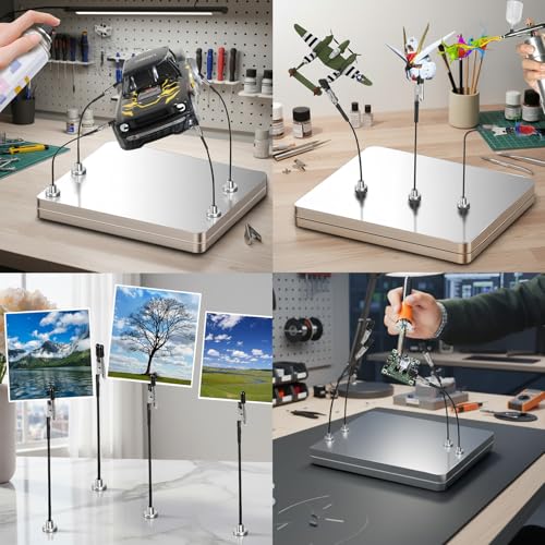 Metal Painting Stand Base Holder, 20 PCS Magnetic Bendable Alligator Clip - color: Silver, size: L