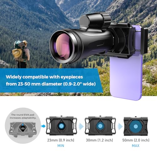 APEXEL 360° Universal Digiscoping Phone Adapter with Bluetooth Remote