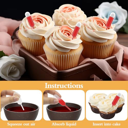 25Pcs Cupcakes Pipettes, 4ml Clear Plastic Pipettes - Transfer Liquid Pipettes Dropper for Chocolate, Strawberries Cupcakes, Ice Cream, Mini Cakes, Waffles, Children's Painting, Kitchen Supplies